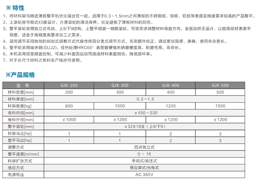 掀開(kāi)式料架兼精密整平機產(chǎn)品說(shuō)明