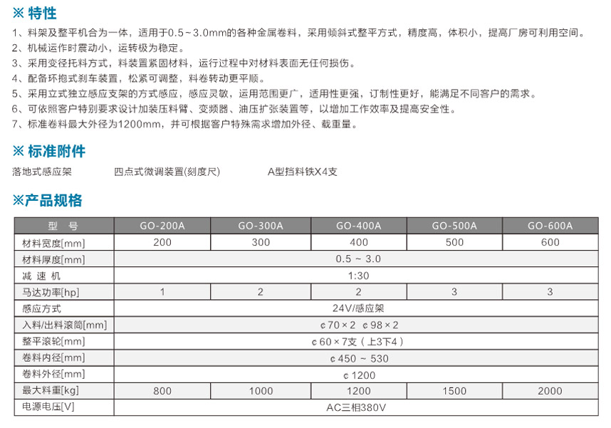 中板料架兼整平機GO-A產(chǎn)品說(shuō)明